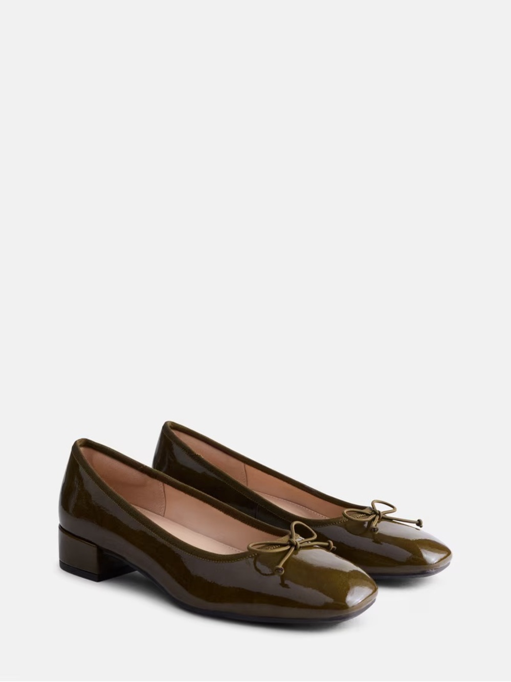 Women’s Olive Patent Low Heel Ballet Pumps